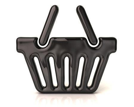 Black shopping basket icon