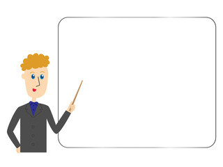 An illustration of a Caucasian man with a white space background