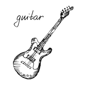 Vector illustration of a guitar. Sketch.