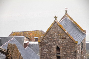 Medieval buildings in Mont-Saint-Michel, France