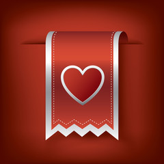 Valentine vertical ribbon or bookmark element for websites and