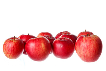 Close up shot of bunch of natural healthy tasty fresh red apples