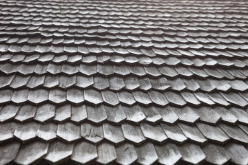 Old wooden shingle roof