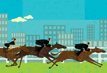 Business people horse racing