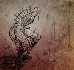 Terrible Cyberpunk Monster without Hands