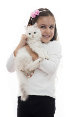 Girl with White Cat