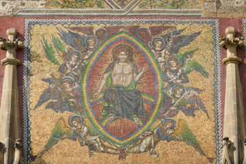 Fragment of mosaic on the Cathedral of Saints Vitus, Prague.