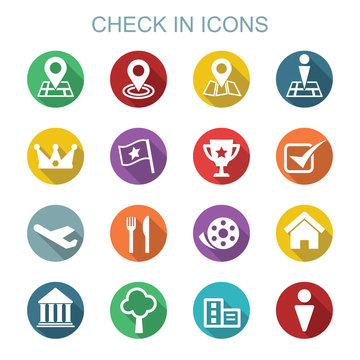 check in long shadow icons