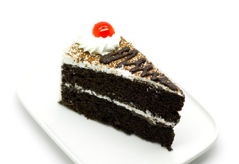 chocolate cake slice on plate