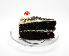 chocolate cake slice on plate