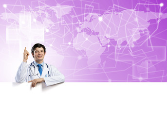 Doctor with banner