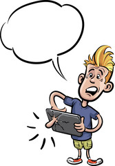 Fototapeta premium user using tablet computer touchscreen