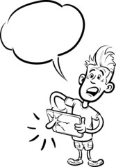 user using tablet computer touchscreen - line drawing