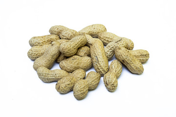 peanuts in shells on white background