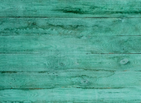 Old green planked wood