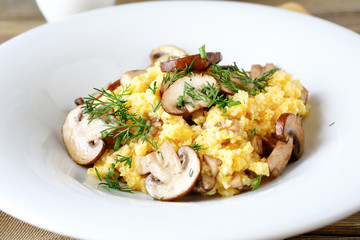 Millet porridge with mushrooms