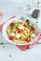 Penne with mozzarella and cherry tomatoes