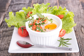 baked egg and salad