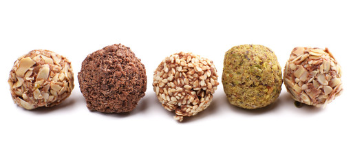 Delicious chocolate candy isolated on white