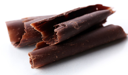 Chocolate curls isolated on white