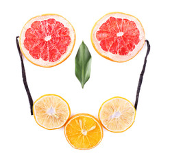 Still life of slicer of citrus isolated on white