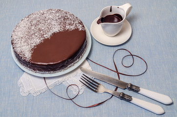 Festive Cake with chocolate glaze