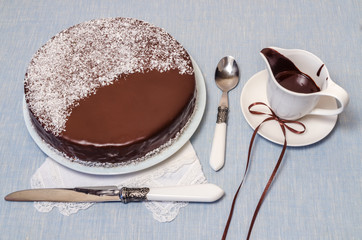 Festive Cake with chocolate glaze