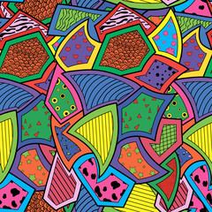 Fototapeta premium Seamless abstract hand-drawn pattern, waves background