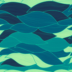 Seamless abstract hand-drawn pattern, waves background