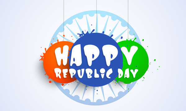 Happy Indian Republic Day celebration tricolor stickers.