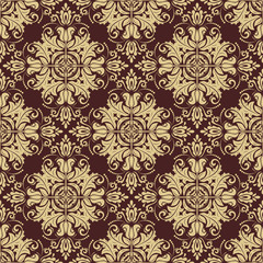 Damask Seamless Vector Pattern. Orient Golden Background