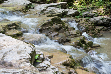 Falls in mountains of caucasus
