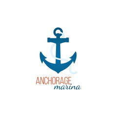 Obraz premium Anchorage marina logo template with anchor