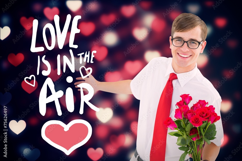 Poster composite image of romantic geeky hipster