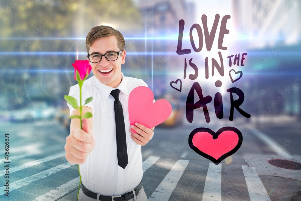 Poster composite image of romantic geeky hipster