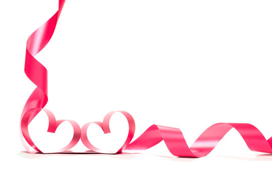 Valentine Heart. Elegant Red satin gift Ribbon.