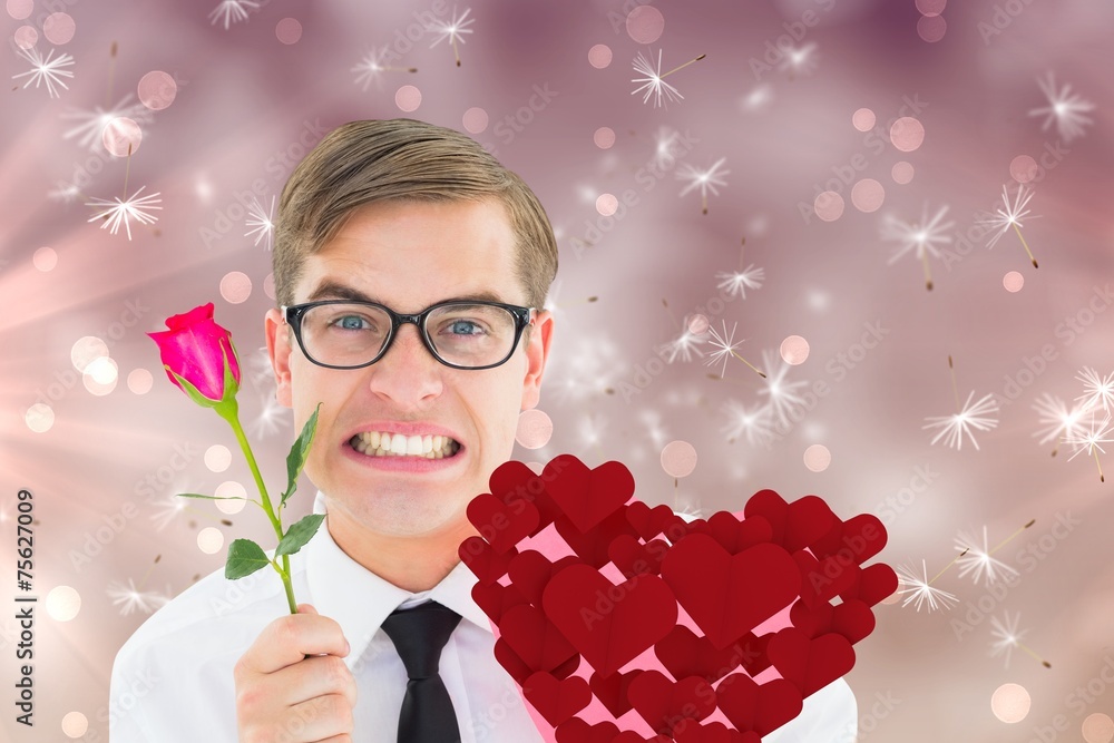 Poster composite image of romantic geeky hipster