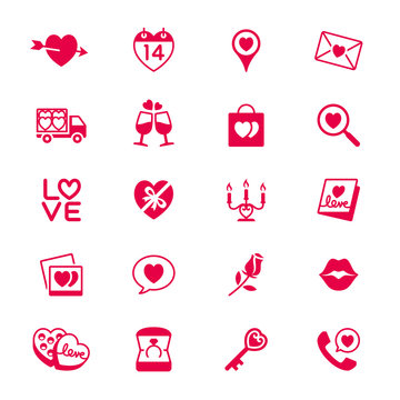 Valentine's day flat icons