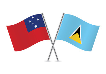 Saint Lucia and Samoa flags. Vector illustration.