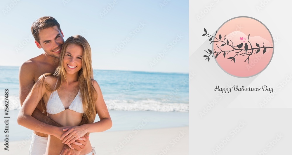 Poster composite image of athletic couple smiling at camera