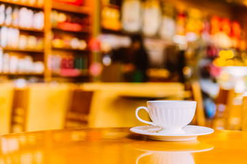 Black coffee in white cup