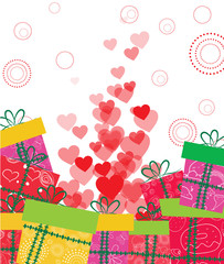 love heart and gifts background