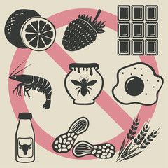 allergy food icons set