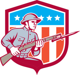 World War One Soldier American Retro Shield