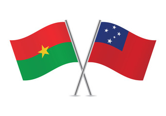 Burkina Faso an Samoa flags. Vector illustration.