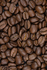 close view on roasted coffee beans