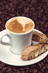 fresh espresso with biscuits