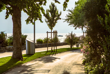 Rest area beside Lake Geneva, Lausanne, Switzerland