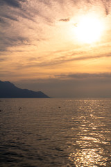 Fototapeta na wymiar Sunset over Geneva Lake, Switzerland