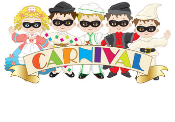 Small Masks with Banner-Carnevale